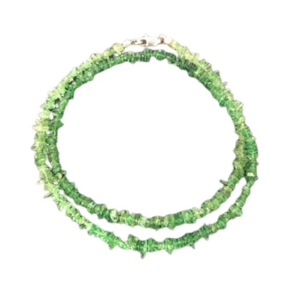 Natural Gemstone Necklace Bracelet Chrome Diopside Sterling Green Uncut Chips - Picture 1 of 5